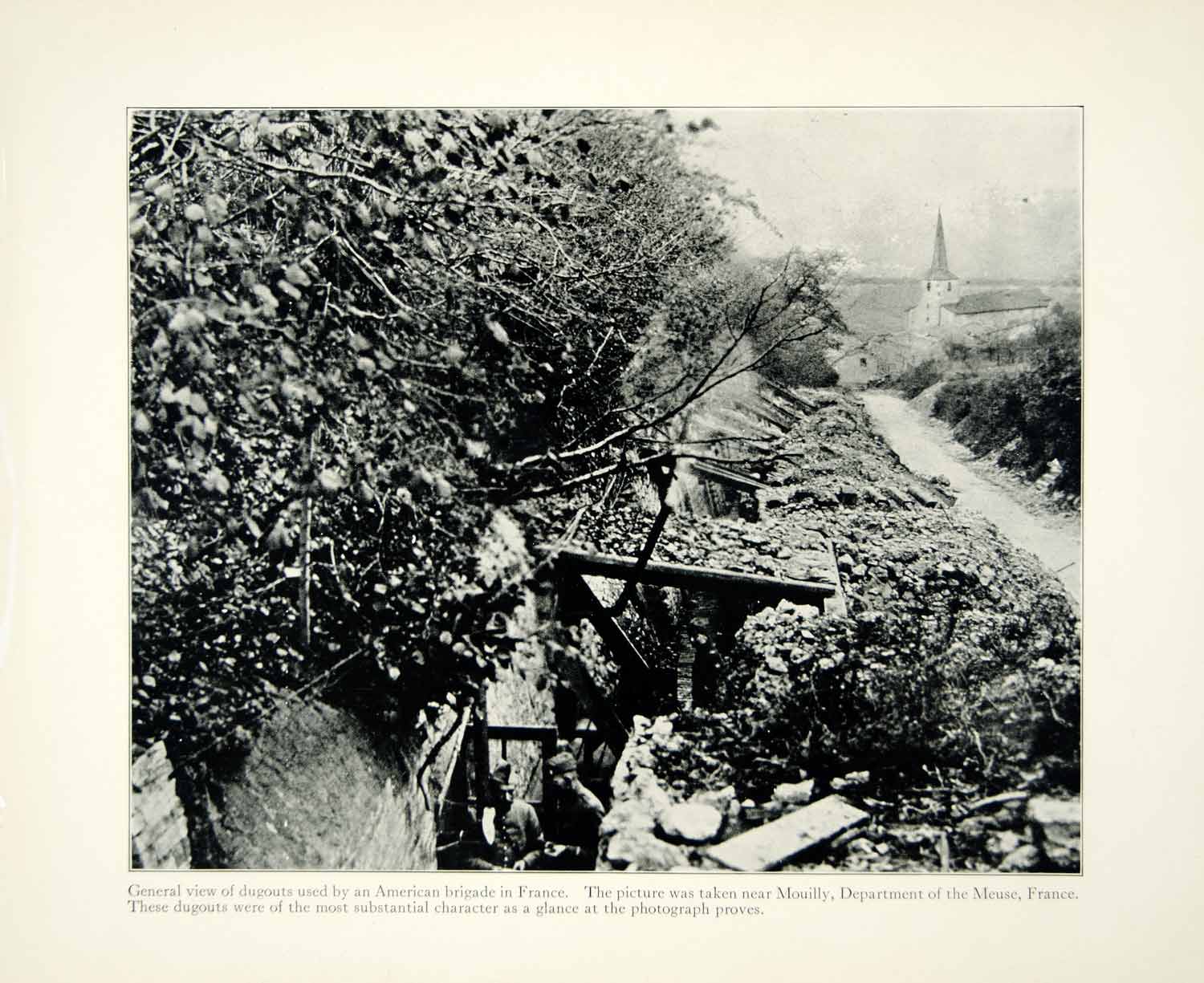 1934 Print WWI US Army Doughboys Trench Mouilly France Western Front XEQA6