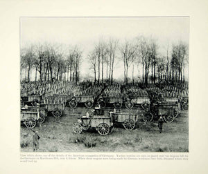 1934 Print WWI US Army Soldier Military Wagons Karthouse Hill Koblenz XEQA6