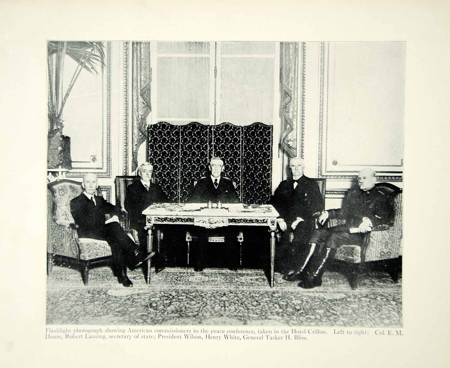1934 Print WWI Paris Peace Conference 1919 Hotel Crillon Woodrow Wilson XEQA6