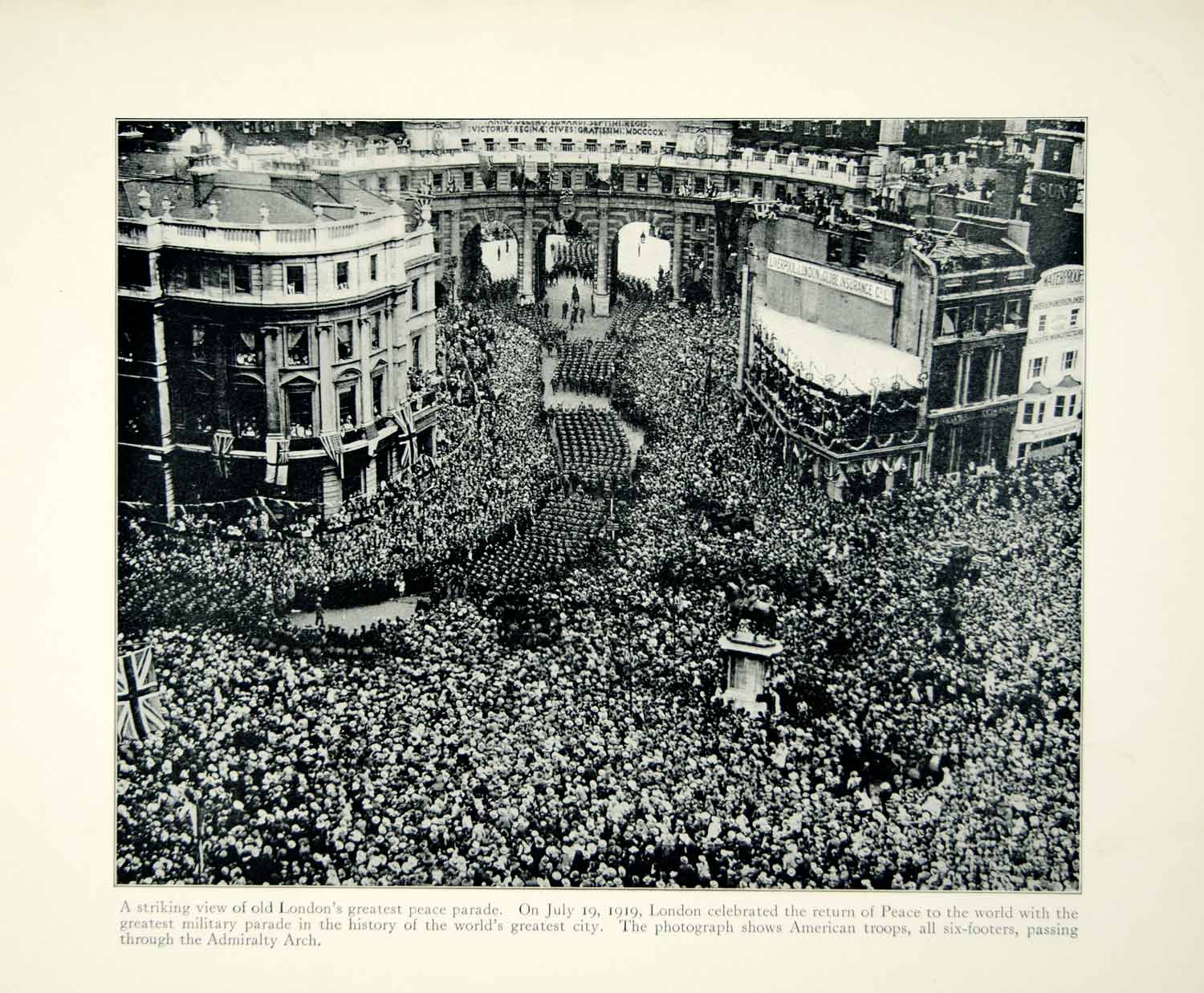 1934 Print WWI Victory Parade London England Military Admiralty Arch US XEQA6