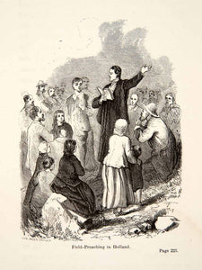 1867 Print Field-Preaching Holland Sermon Netherlands Herman Modet Ghent XER3