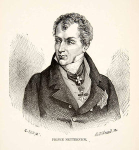 1904 Print Wood Engraving Portrait Prince Klemens von Metternich Austrian XER7
