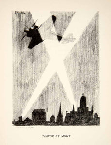 1937 Print Edgar Lander Terror Night Bombing London Luftwaffe Wehrmacht XES4