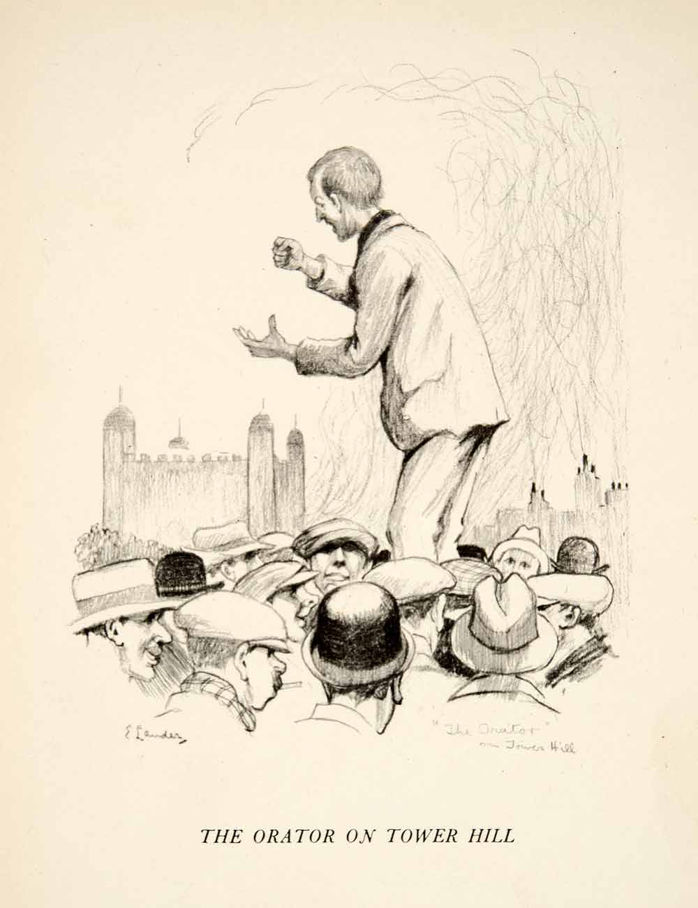 1937 Print Edgar Lander Orator Tower Hill London England Debate Second XES4
