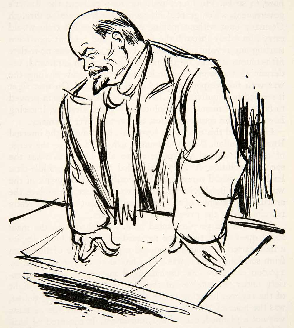 1946 Print Alois Derso Political Cartoon Valdimir Lenin Russia Marxist XES8