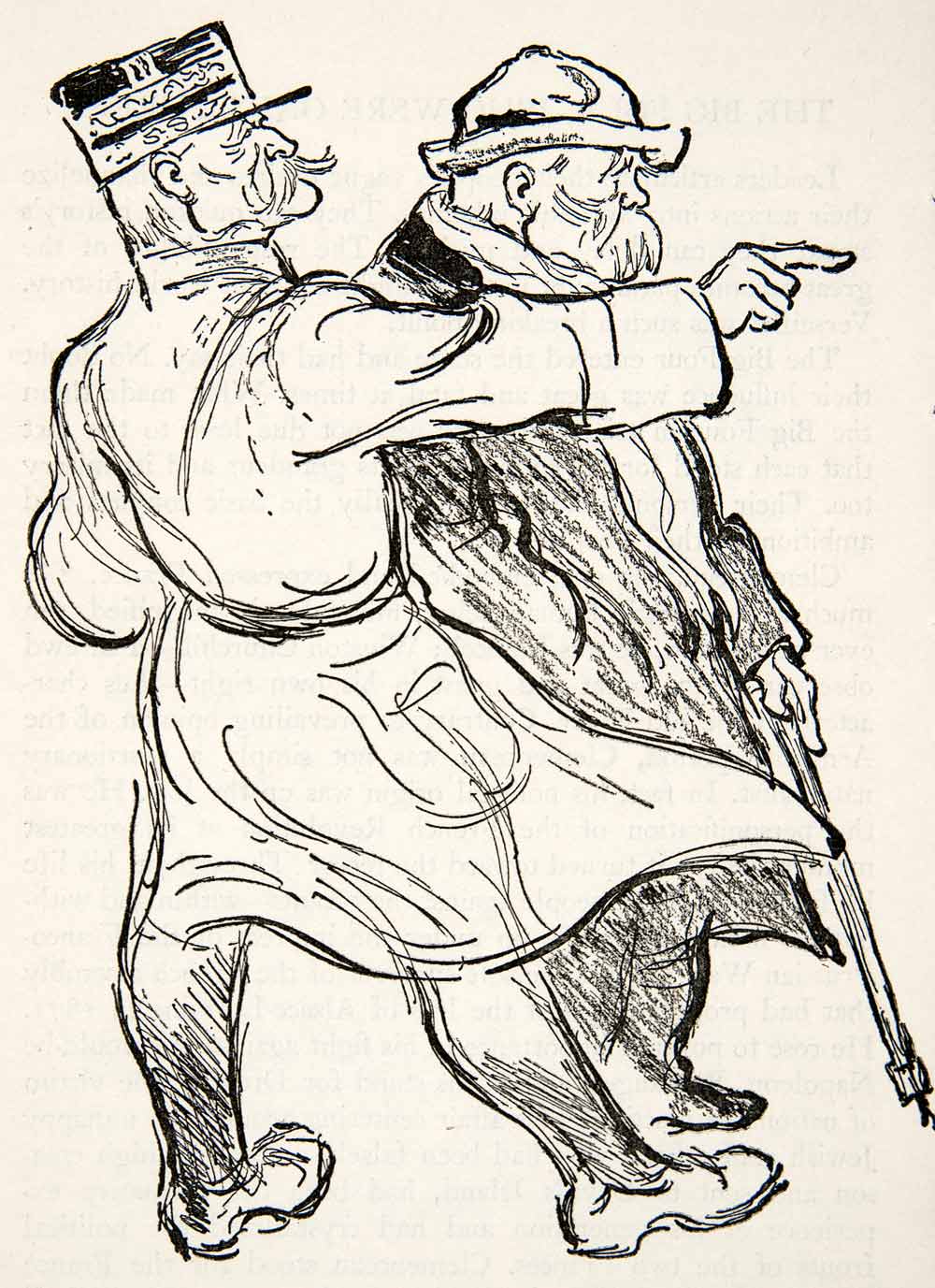 1946 Print Alois Derso Political Cartoon Ferdinand Foch George Clemenceau XES8