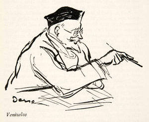 1946 Print Alois Derso Political Cartoon Eleftherios Venizelos Greek XES8