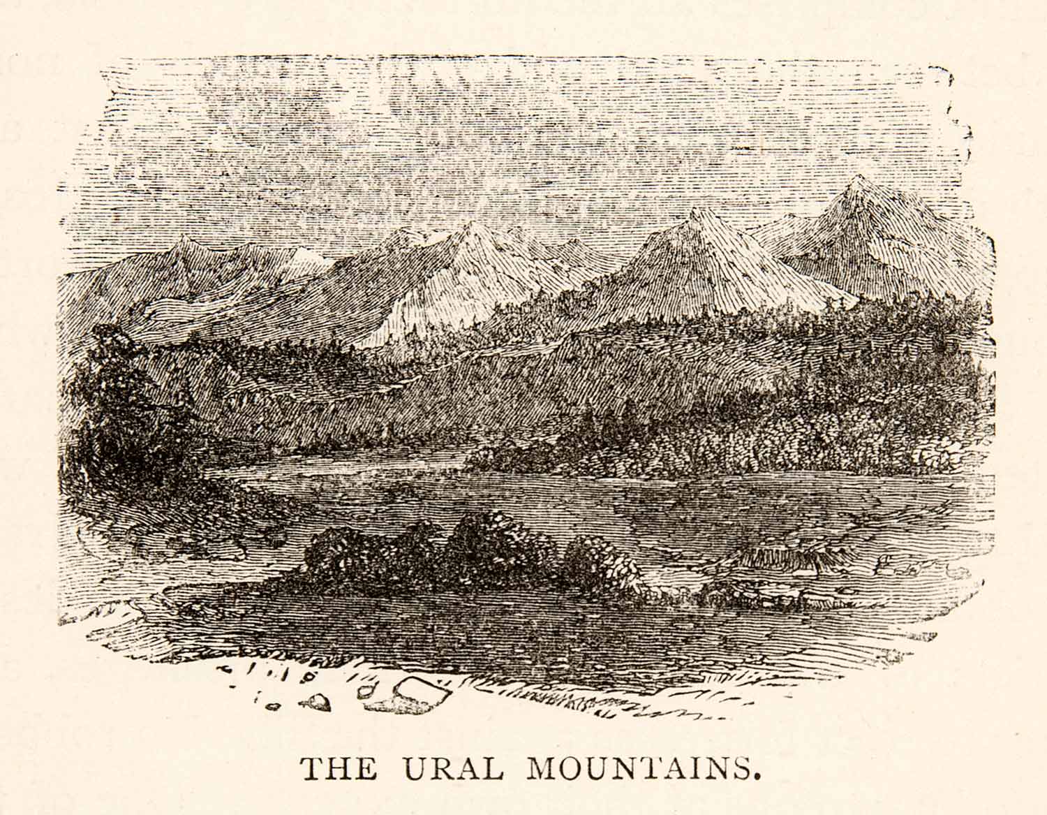 1881 Print Ural Mountain Range Landscape Western Russia Arctic Ocean River XET4