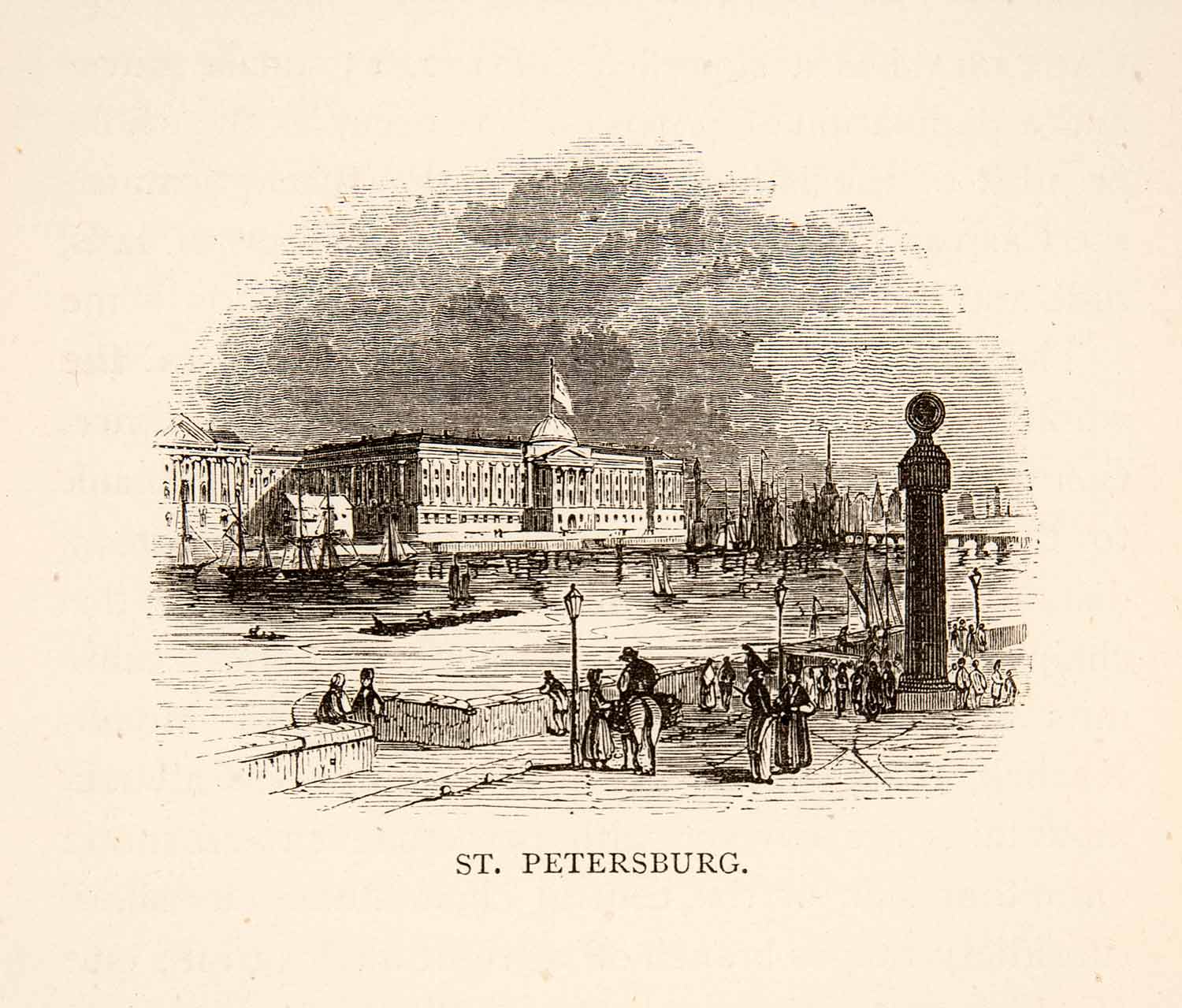 1881 Print Saint Petersburg Town Cityscape Neva River Russia Baltic Sea XET4