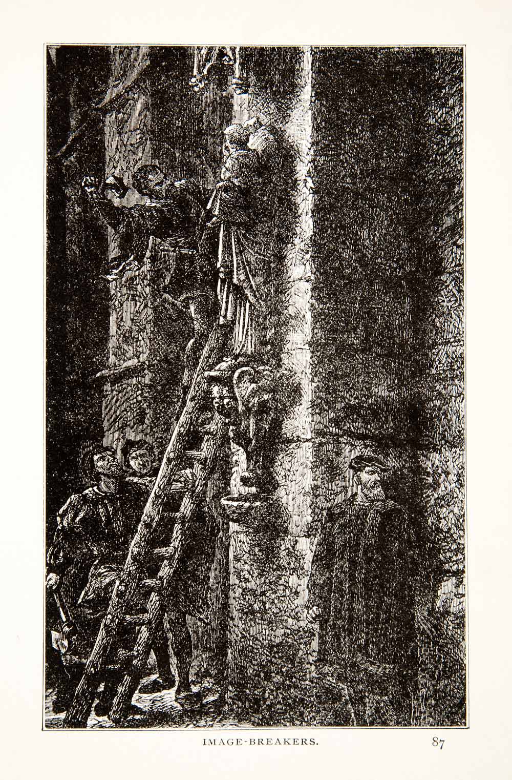 1903 Print Image Breakers Destruction Night Damage Dutch Revolt Protestant XET5