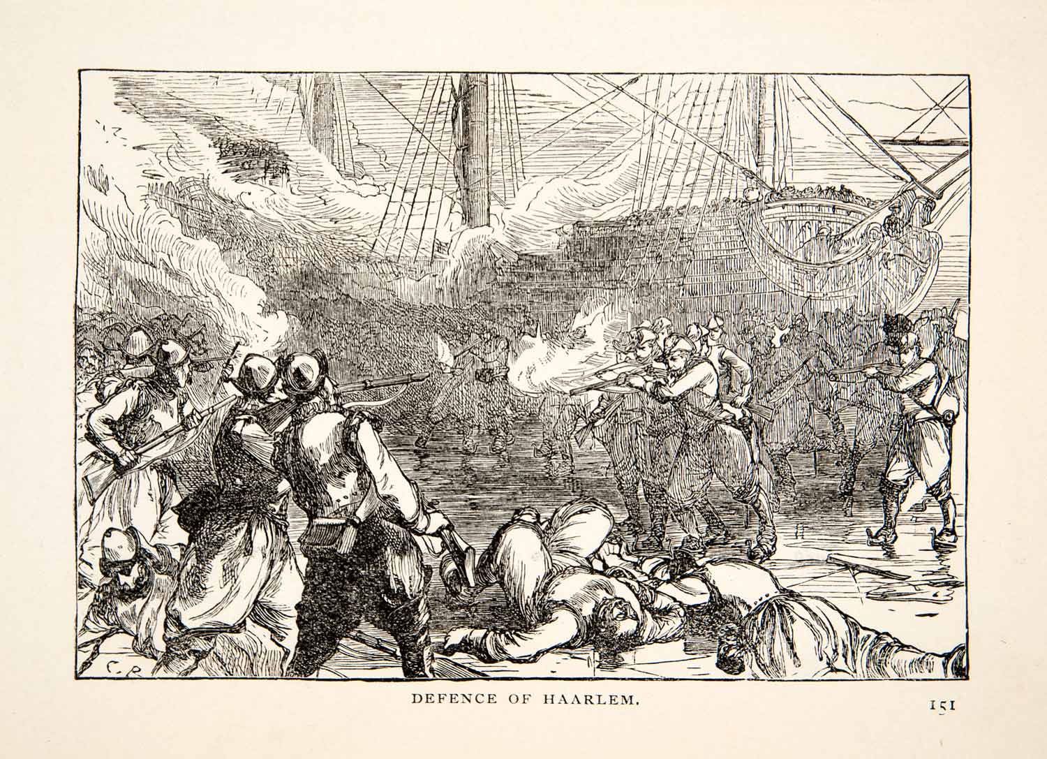 1903 Print Defense Haarlem Gun Rifle Shooting Boat Netherlands Holland XET5