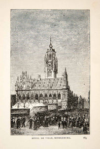 1903 Print Hotel De Ville Middleburg Zeeland Netherlands City Hall Dutch XET5