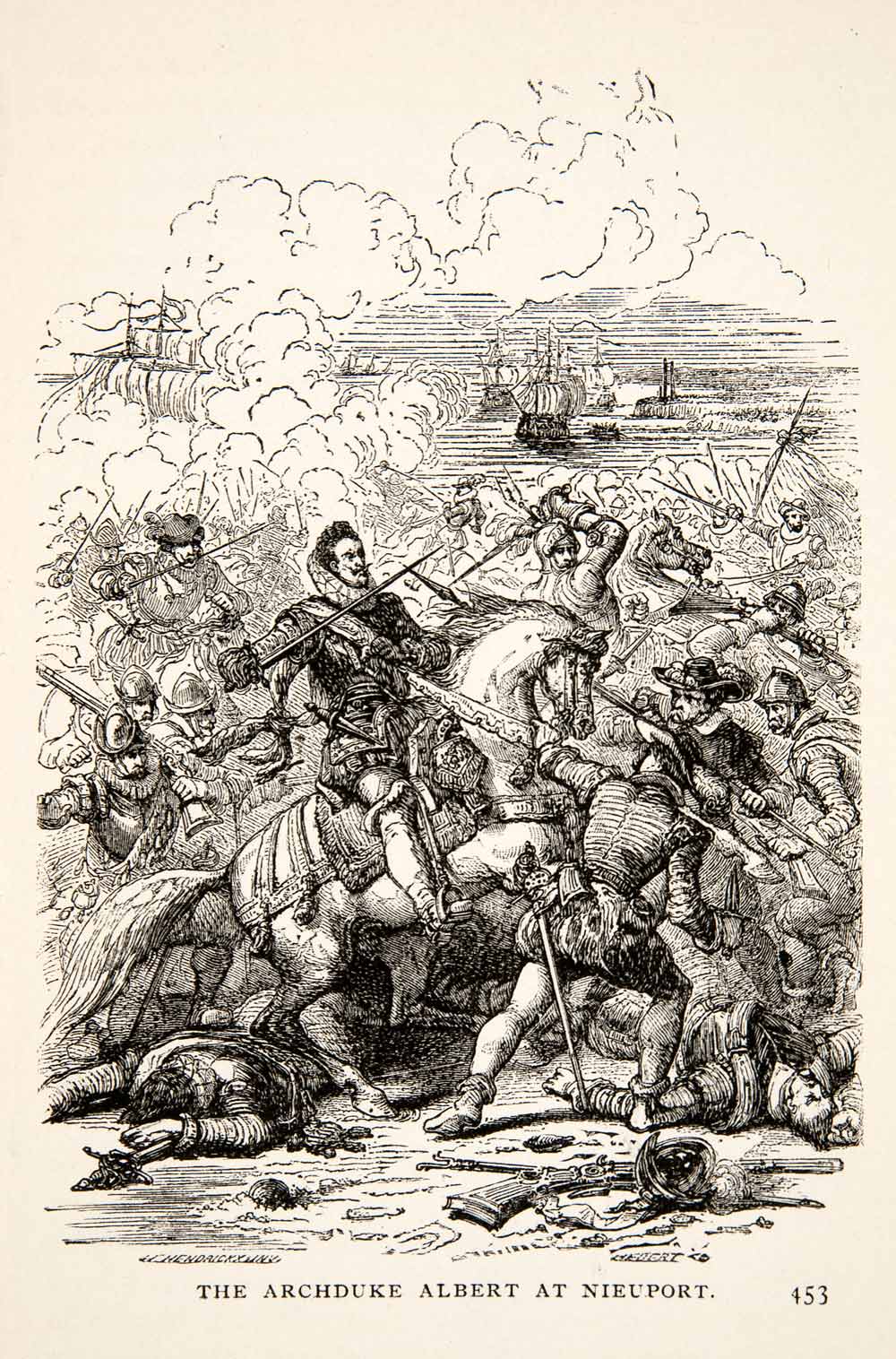 1903 Print Archduke Albert Nieupoort Battle Fight Horse Austria Netherlands XET5