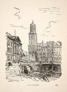 1903 Print Maestricht Bridge Water Tower Maastricht Netherlands Dutch XET5