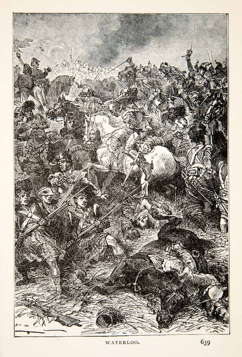 1903 Print Waterloo Battle Horse Belgium Netherlands Imperial French Army XET5