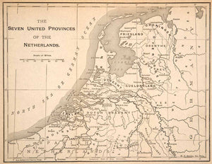 1894 Print Map Seven United Provinces Netherlands North Sea Spanish Germany XEU7