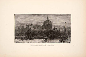 1900 Print Lutheran Church Amsterdam Ronde Lutherse Kerk Koepelkerk Singel XEW1
