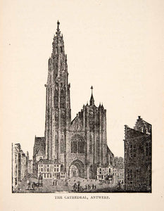 1900 Print Cathedral Antwerp Roman Catholic Our Lady Gothic World Heritage XEW1