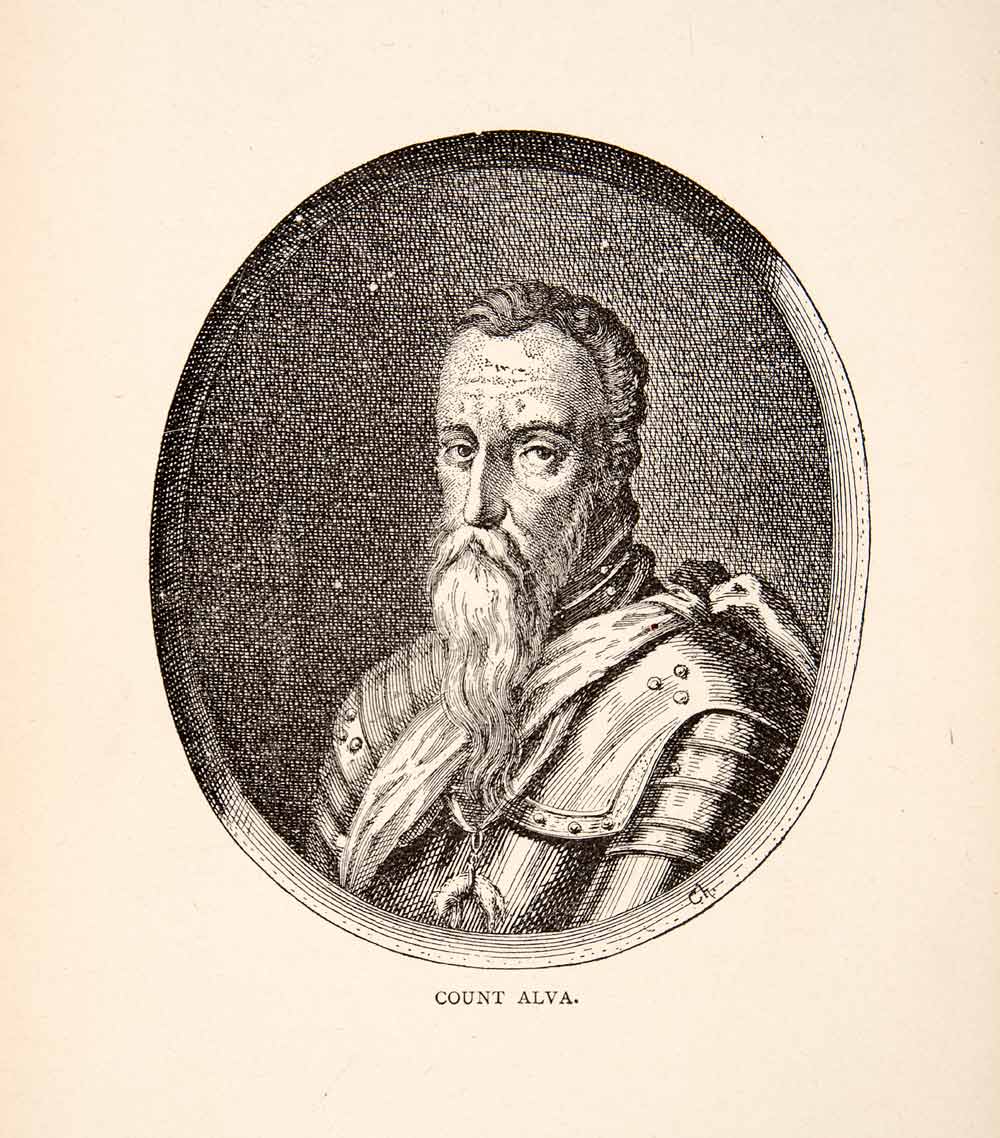 1900 Print Portrait Costume Armor Count Alva Holland Netherlands Beard XEW1