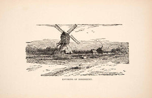 1900 Print Environs Dordrecht Windmill Holland Surrounding Dutch Dordt Dort XEW1