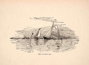 1900 Print Zuyder Zee Water Boats Holland Netherlands Zuiderzee Dutch Bay XEW1
