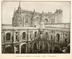 1895 Print Convent Order Christ Church Tomar Portugal Romanesque XEW3