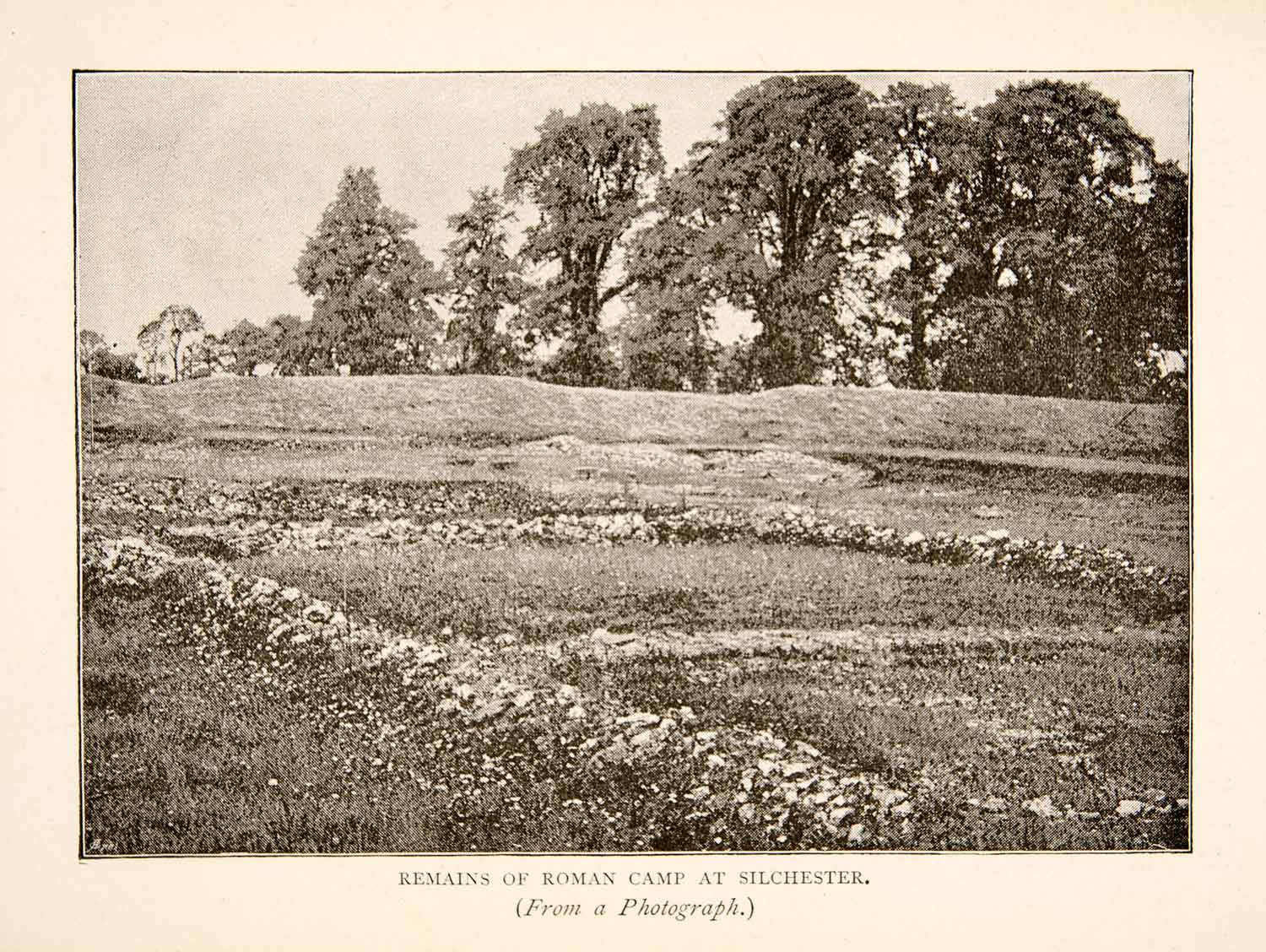 1893 Print Roman Camp Ruins Remains Silchester Hampshire England Landscape XEX4