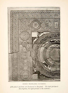1893 Print Roman Tessellated Pavement Section England Historic XEX4