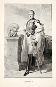 1899 Print Portrait Charles X Comte d'Artois King France Navarre Royalty XEX6