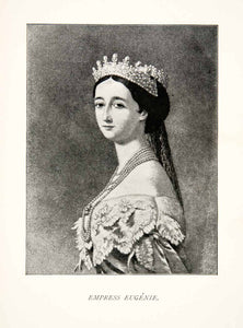 1899 Print Portrait Empress Eugenie Montijo French Napoleon III Royalty XEX6