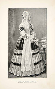 1899 Print Portrait Maria Amalia Naple Sicily Princess Queen Costume XEX6