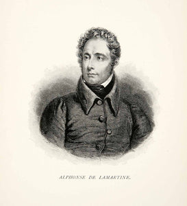1899 Print Portrait Alphonse Lamartine French Writer Poet Politician XEX6
