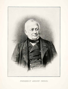 1899 Print Portrait Adolphe Thiers French Politician Historian Prime XEX6
