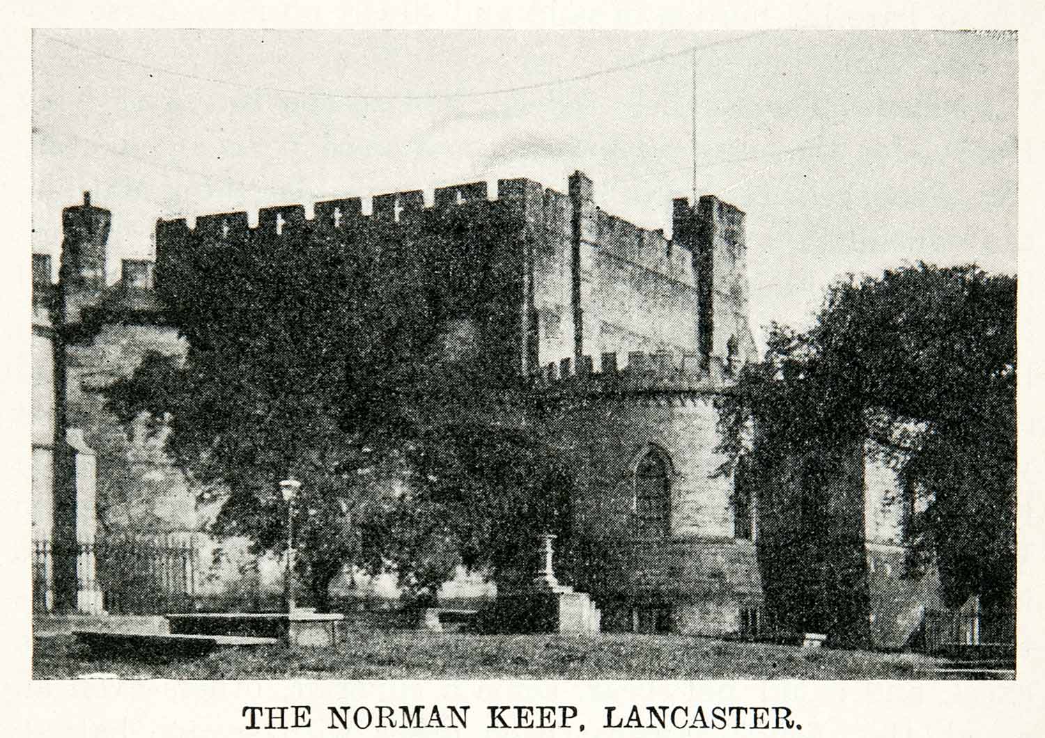 1922 Print Architecture Norman Keep England Castle Lancashire Medieval XEX7