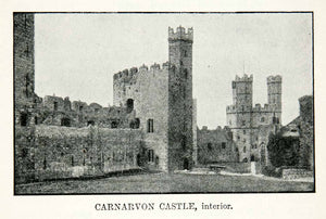 1922 Print Carnarvon Castle Interior Wales Gwynedd Caernarfon Edwardian XEX7