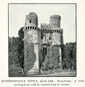 1922 Print Hurstmonceux Castle England Dwelling House Tudor East Sussex XEX7