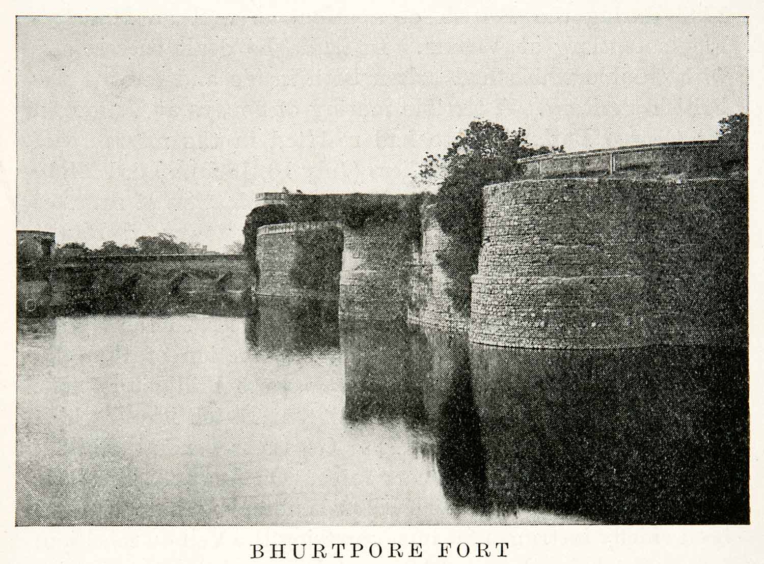 1922 Print Bhurtpore Fort Water Bhatatpur India Rajasthan State Brij XEX7