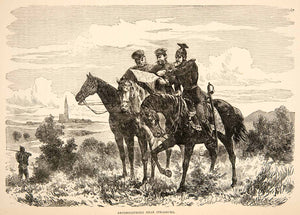 1874 Wood Engraving Reconnoitring Strasbourg Horses Cavalry Men Military XEY1