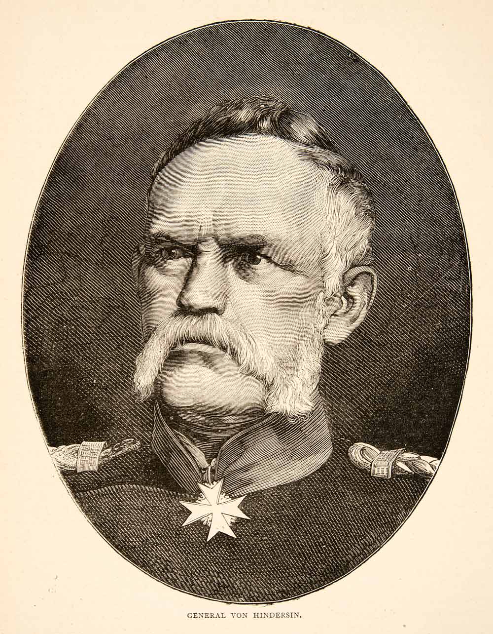 1874 Wood Engraving Portrait Costume Uniform General Gustav Eduard Von XEY1