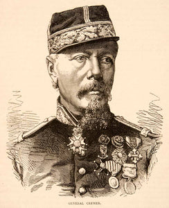 1874 Wood Engraving Portrait Costume Uniform General Cremer Prussia France XEY1