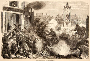 1874 Wood Engraving Street Fighting Battle Franco-Prussian War Chateaudun XEY1