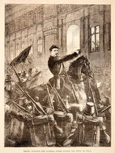 1874 Wood Engraving Trochu Rallying National Guard Outside Franco-Prussian XEY1