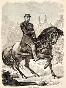 1874 Wood Engraving Portrait Uniform Costume General Mcmahon Horse XEY1