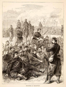 1874 Wood Engraving Prisoners Belleville France Paris Commune Working Class XEY1