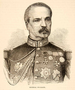 1874 Wood Engraving Portrait Costume Uniform General Charles Auguste XEY1