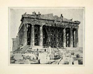 1900 Print Parthenon Architecture Classical Pentelic Marble Greece Athens XEY8