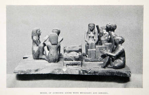 1923 Print Ancient Egyptian Domestic Scene Musicians Singers Figurines XEZ1