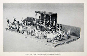 1923 Print Ancient Egyptian Scene Cattle Inspection Animals Cows People Men XEZ1