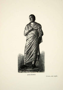1899 Wood Engraving Sculpture Statue Aeschines Ancient Greek Statesman XEZ2