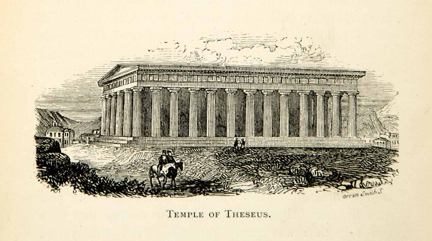 1893 Wood Engraving Temple Theseus Greece Architecture Historic Ancient XEZ3